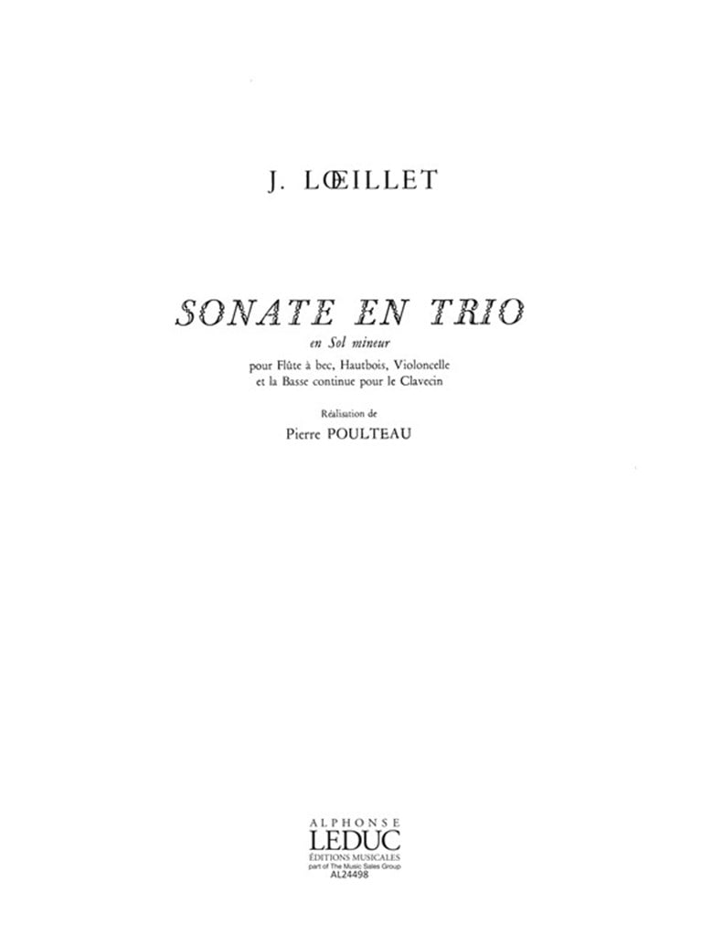 Sonate En Trio En Sol Mineur op1 No.3